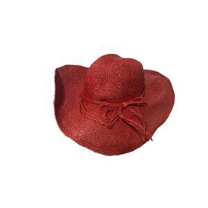 VINTAGE WOMEN Chico's Red straw hat: ladies ONE SIZE